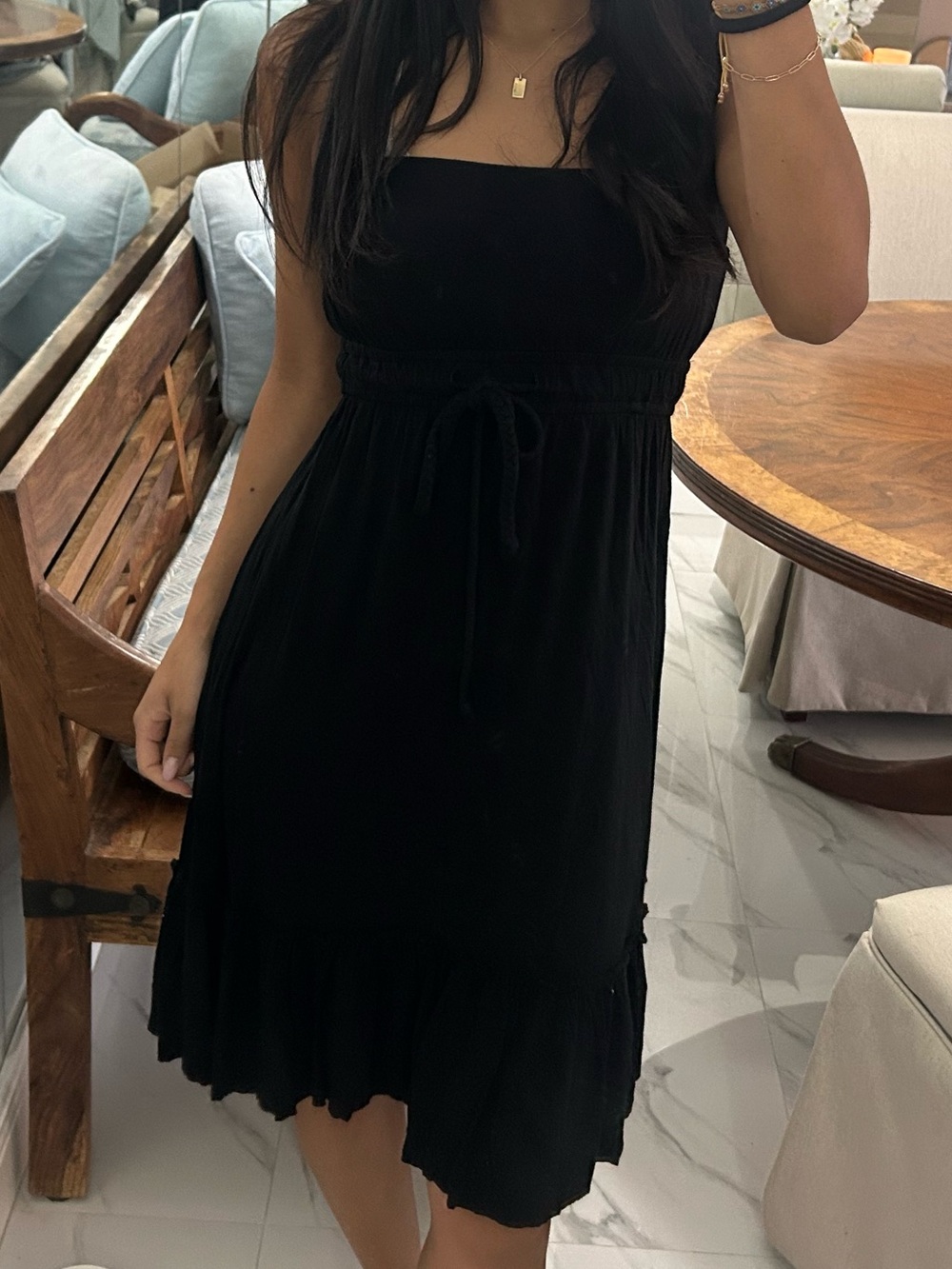 Forever 21 Black Strapless Ruffled Hem Dress